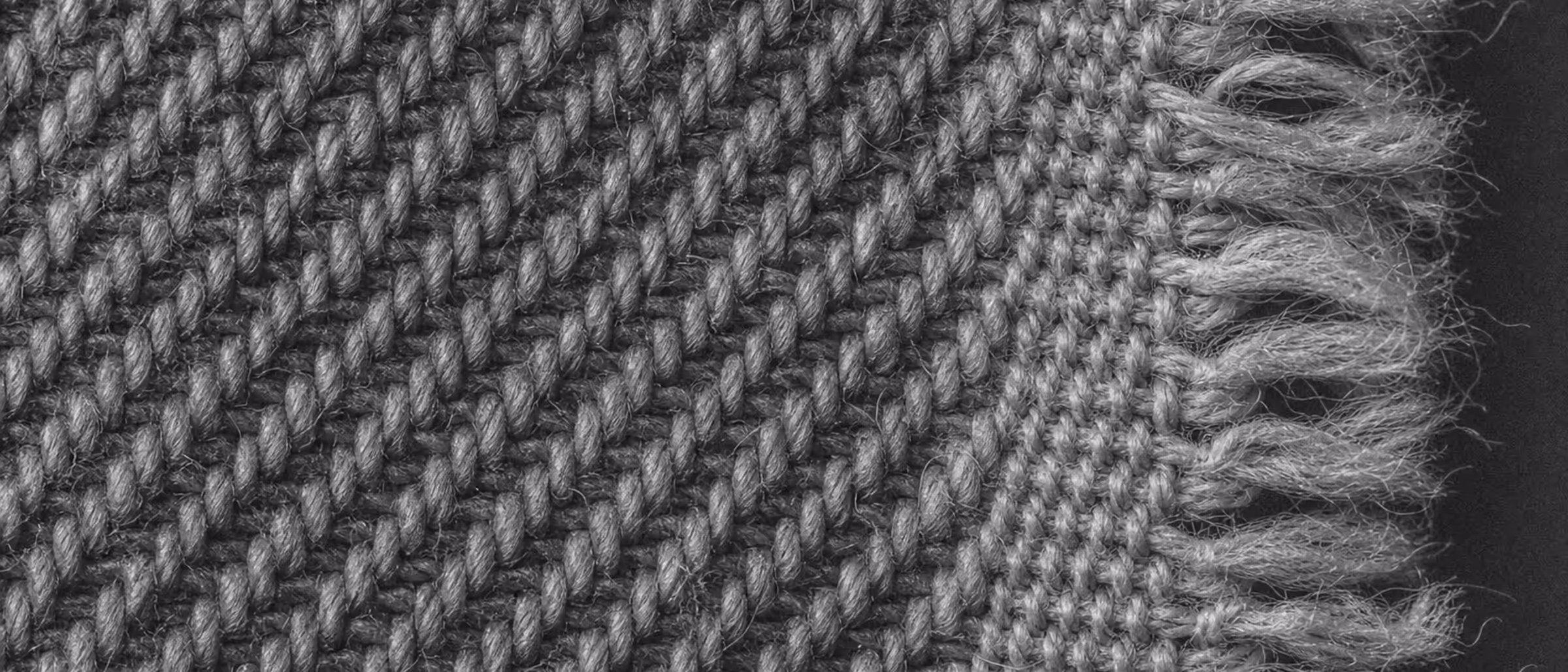 Macro in bianco e nero di una trama di tessuto twill