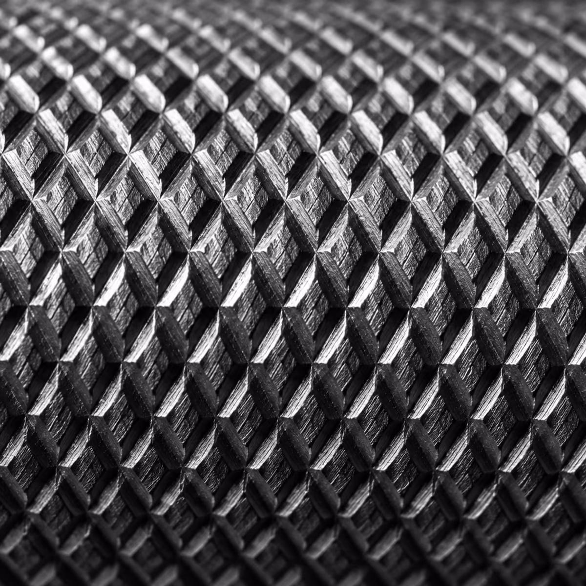 Macro in bianco e nero della zigrinatura di un bilanciere