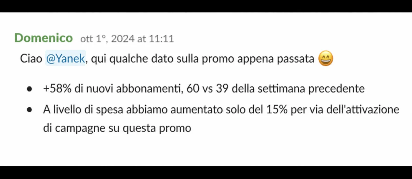 Promo appena chiusa: +58% nuovi abbonamenti con solo +15% di spesa.