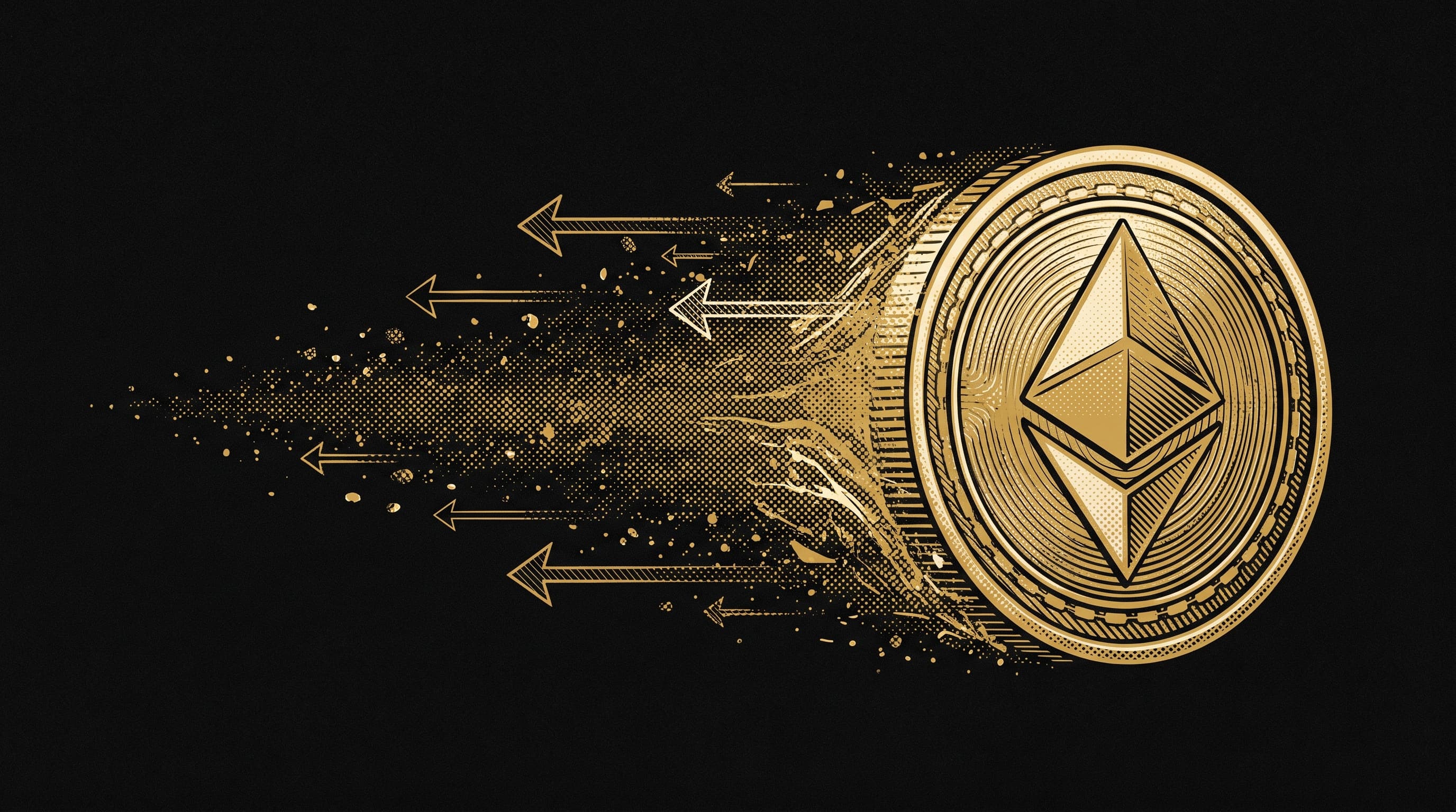 Illustrazione astratta di una moneta d'oro che si dissolve, metafora degli storni e chargeback su pagamenti e-commerce