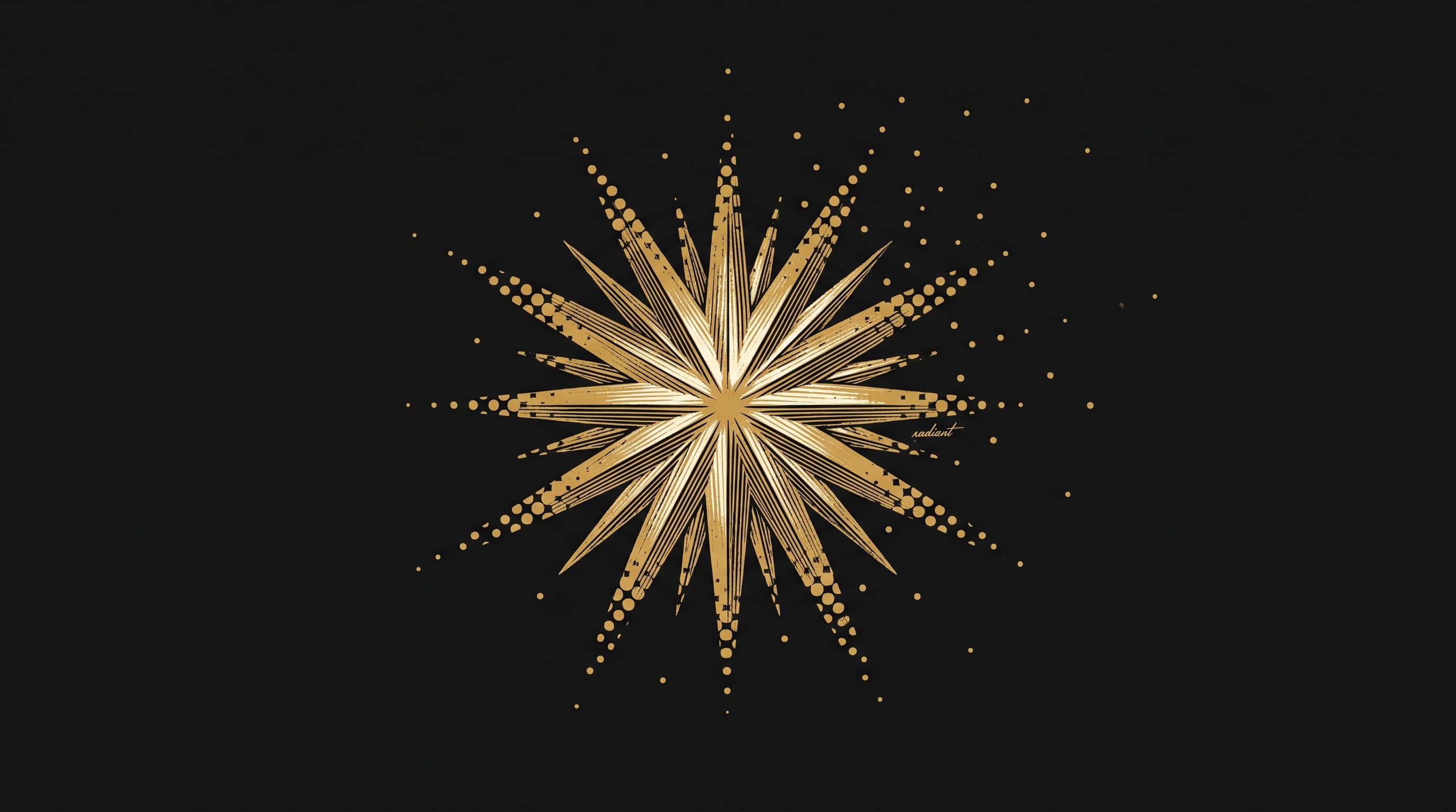 Illustrazione editoriale astratta in oro e nero: una stella che esplode dissolvendosi in punti sparsi, a rappresentare la stanchezza degli annunci pubblicitari.